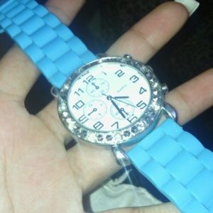 Sky blue & Silver watch
