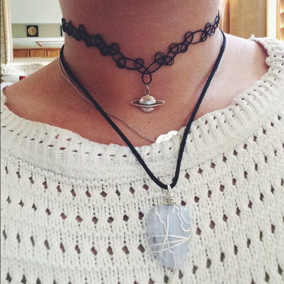 Tattoo choker with charm