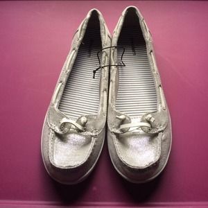 Silver boat shoes
