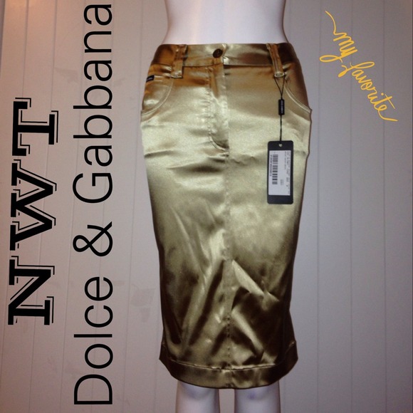 NWT 🎉 Dolce & Gabbana Gold Pencil Skirt 🎉
