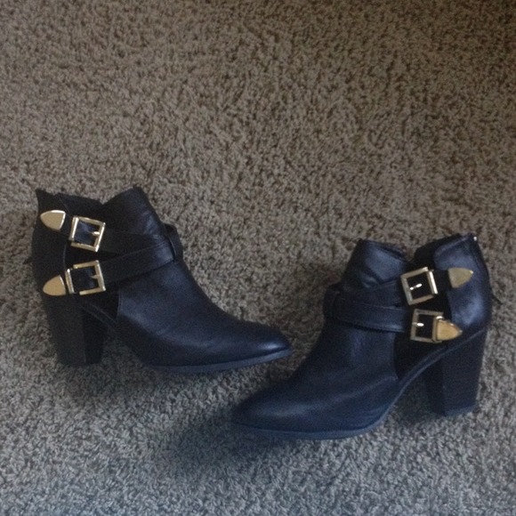 Black Ankle Boots with Gold