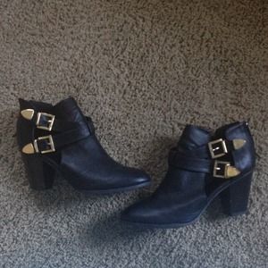 Black Ankle Boots with Gold