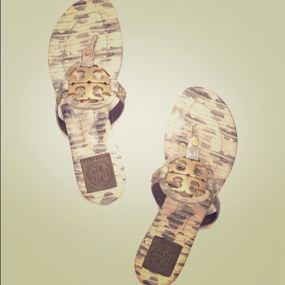 Tory Burch Shoes - Tory Burch Miller Lizard Leather Thong Sandals
