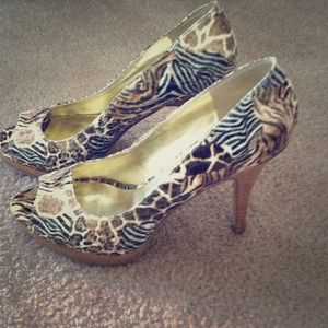Black and brown, animal print heels