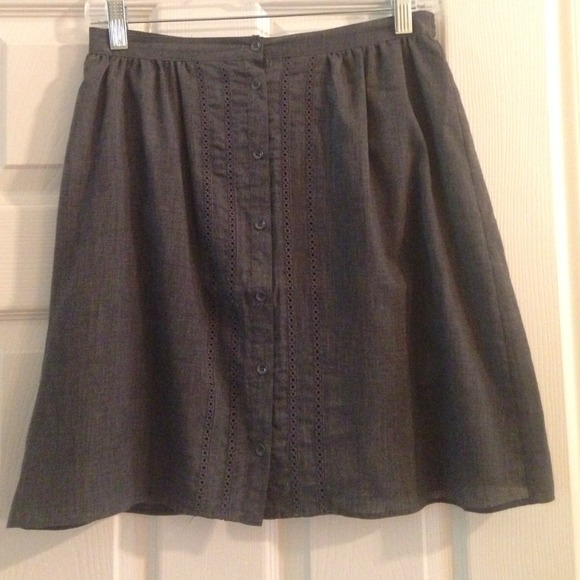 Gray button down eyelet skirt