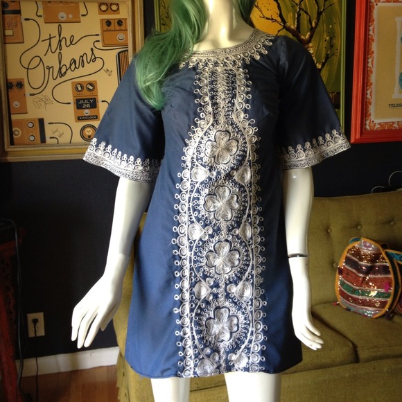 SOLD Boho Ethnic Embroidered Bell Sleeve Dress