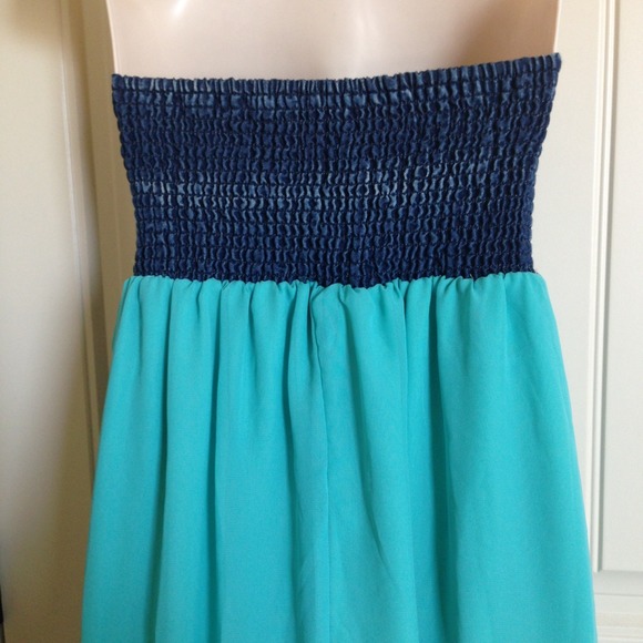 🚫Bundled🚫Denim Strapless High Low Chiffon - Picture 3 of 4