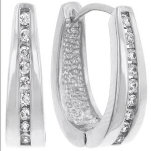 Elegant Silver-Tone CZ Hoop Earrings