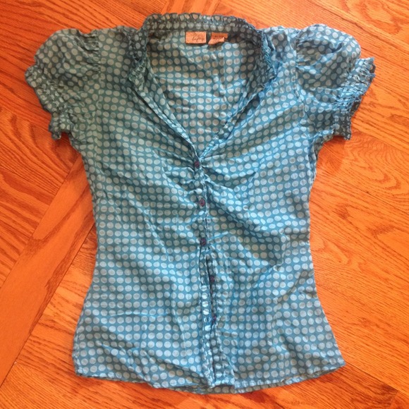 Teal Polka Dot Button Up