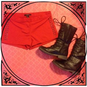 Hot Red Spiked Shorts. Size M. ⚡️👄💄👠