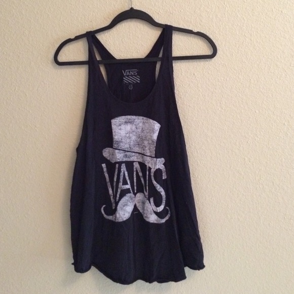 Vans mustache black and white tank