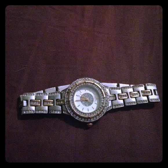 Silver and gold with diamond accented watch