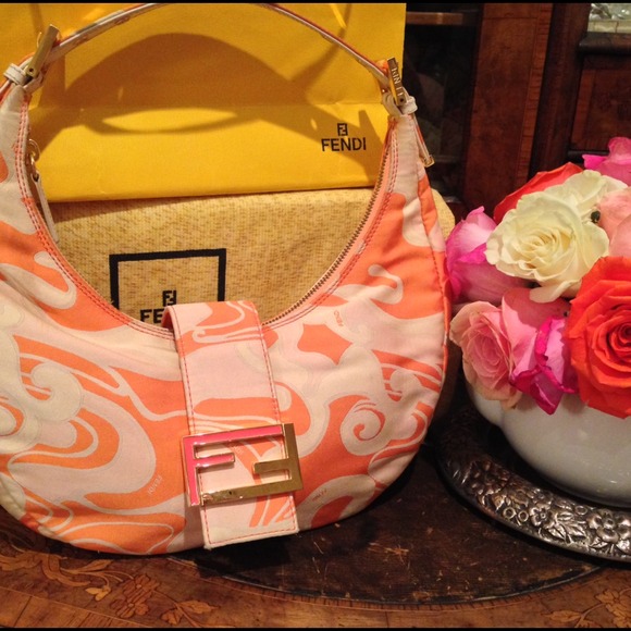 FENDI Silk Pucci Print Crescent Baguette
