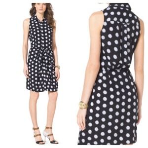 Michael Kors knot waisted dotted shirtdress