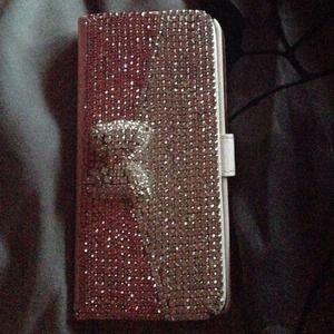 Rinestone bow iPhone 5c wallet case