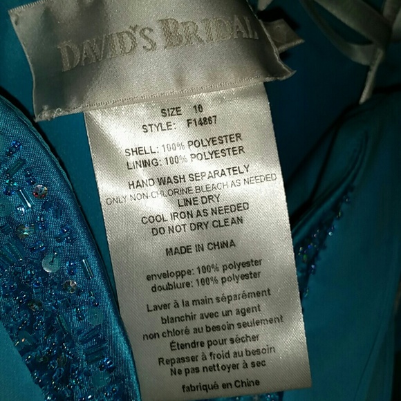 "Wedding party" turquoise chiffon strapless dress - Picture 4 of 4