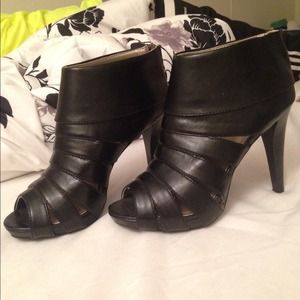 Black open toe boots