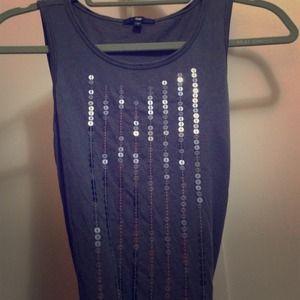 Gap sequined gray tank top