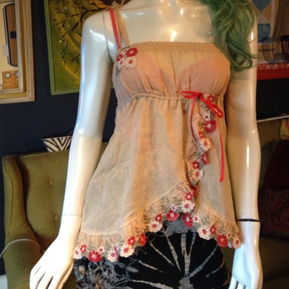 SOLD Free People Fun Embroidered Drawstring top