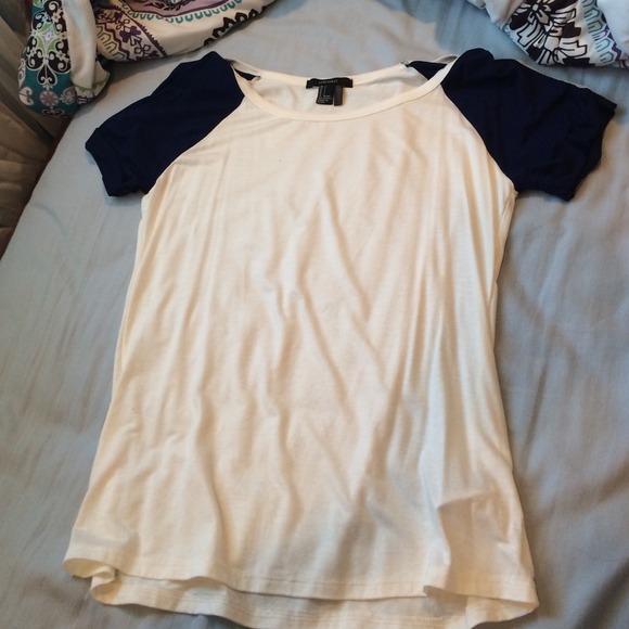 Navy and white baseball shirt