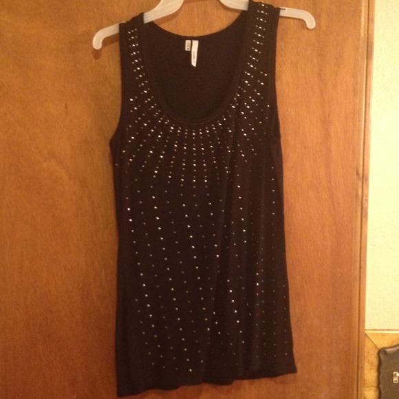 Black embellished tank