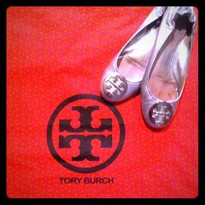 Tory Burch Reva Flats- Silver AUTHENTIC!