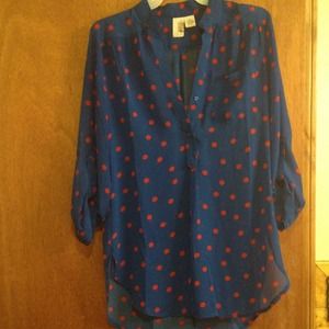 Red polka dot tunic shirt