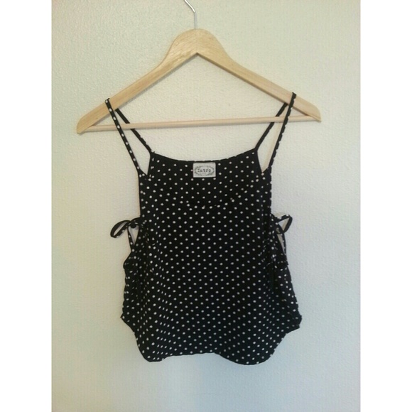 Polka dot side tie crop top