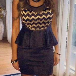 Sexy gold and black peplum dress!