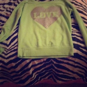 A LOVE titled lime green "sweater shirt"