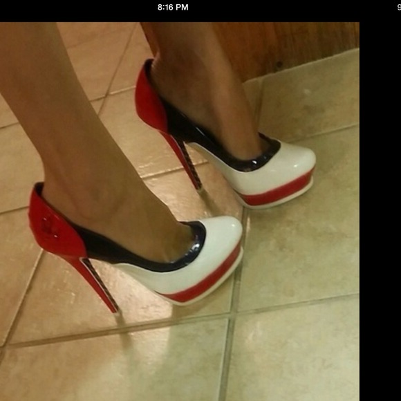 Red white and blue heels only tried on size 7.5/8