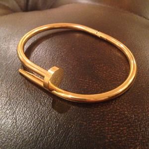 Gold Plated Nail Bangle Bracelet