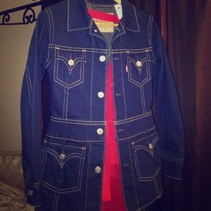 Levi's vintage style long jean jacket Sz Small