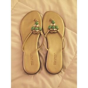 Gold/Mint Jeweled Sandals
