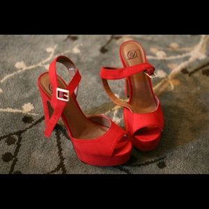 Bright red statement heels