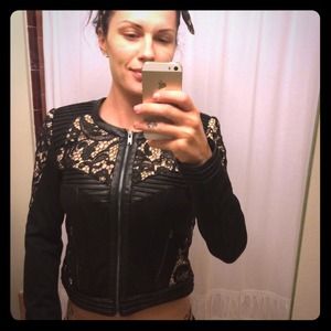 Flawless faux leather lace bebe jacket SALE!