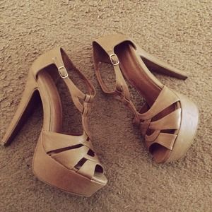 Forever 21 Shoes - Tan Strappy Heels Forever 21 Shoes - Tan Strappy Heels
