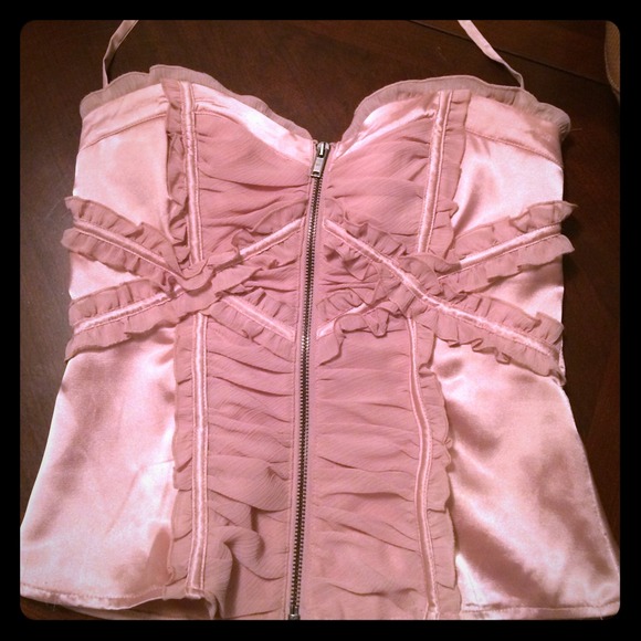 Pink bebe zip up corset