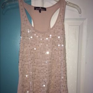 Pale Pink Sequin Racerback Tank