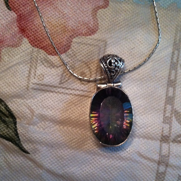 Mystic fire topaz necklace