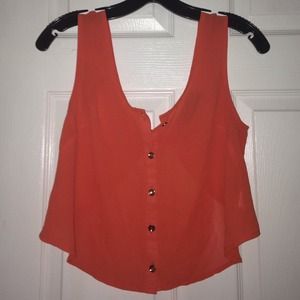 Orange blouse open back crop top