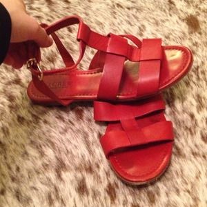 J. Crew red Italian leather sandals 6.5