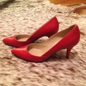 Red J. Crew Valentina pumps