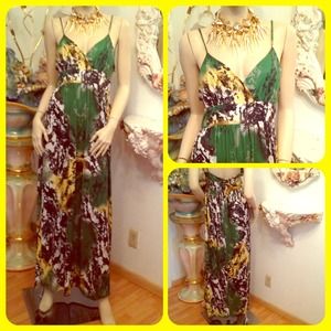 Green, Yellow, Black, and Bohemian Print Maxi