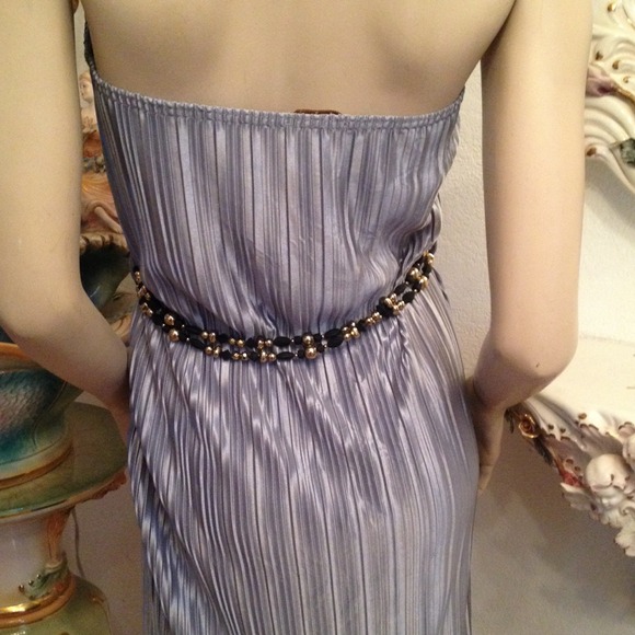 Maxi Pleated Blueish Silver Dress - Picture 2 of 4