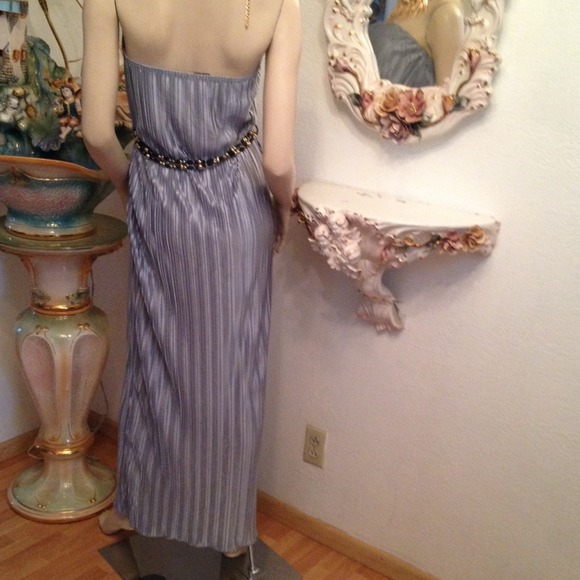 Maxi Pleated Blueish Silver Dress - Picture 3 of 4