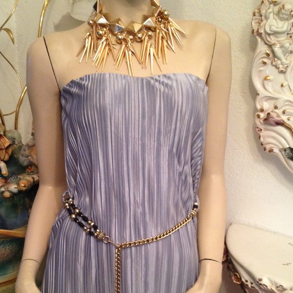 Maxi Pleated Blueish Silver Dress - Picture 4 of 4