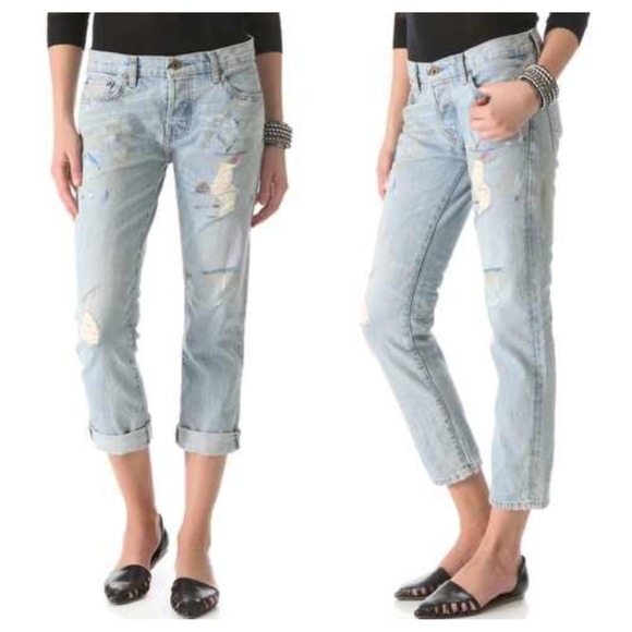 NSF Distressed Paint Splatter Boyfriend Jeans - Picture 2 of 4