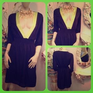 Purple and Mint Green Deep V Dress