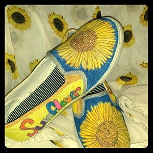 One of a kind Tom inspired sunflower Shoes